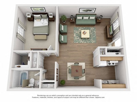a floor plan of a 1 bedroom apartment